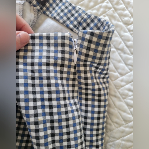 Crosby Prince Crop Flare Pants Blue Gingham Stretch Tailored Ankle Slim XS S - Picture 9 of 11